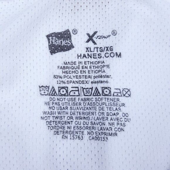 HANES Shirt Mens XL White 2-Pack V-Neck X-Temp Tagless Breathable Mesh Sport - Picture 3 of 4